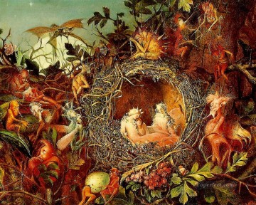 子供向け Painting - ジョン・アンスター・フィッツジェラルド 子供用の巣の中の妖精